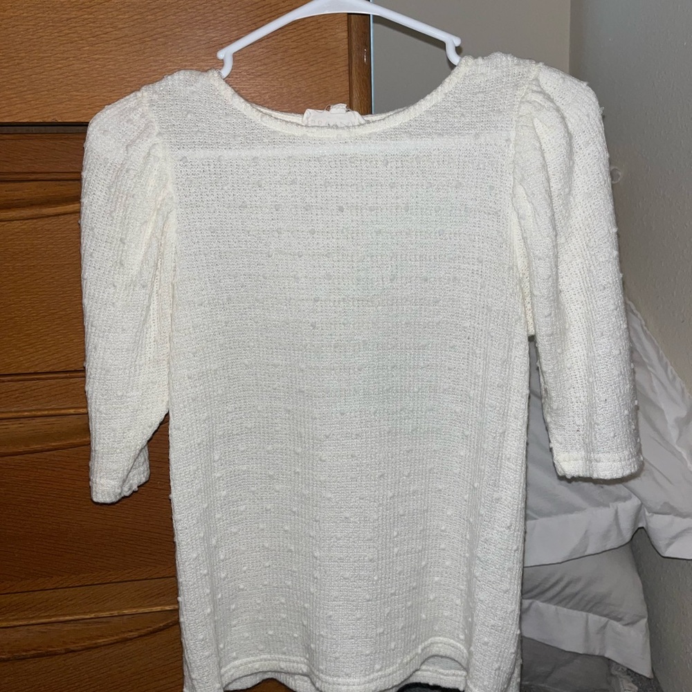 DownEast Ivory Textured Knit Top